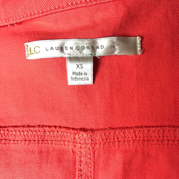 LC Lauren Conrad XS Jean Jacket Coral Color Crop - Picture 6 of 8